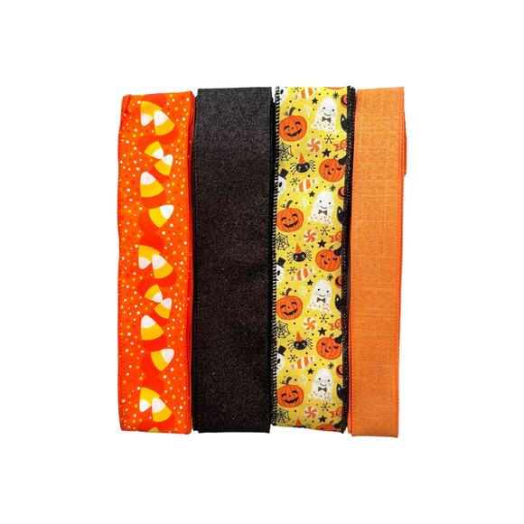 Halloween Haunted House Wreath Kit - Happy Halloween Sign & Coordinating Ribbons - Picture 3 of 5